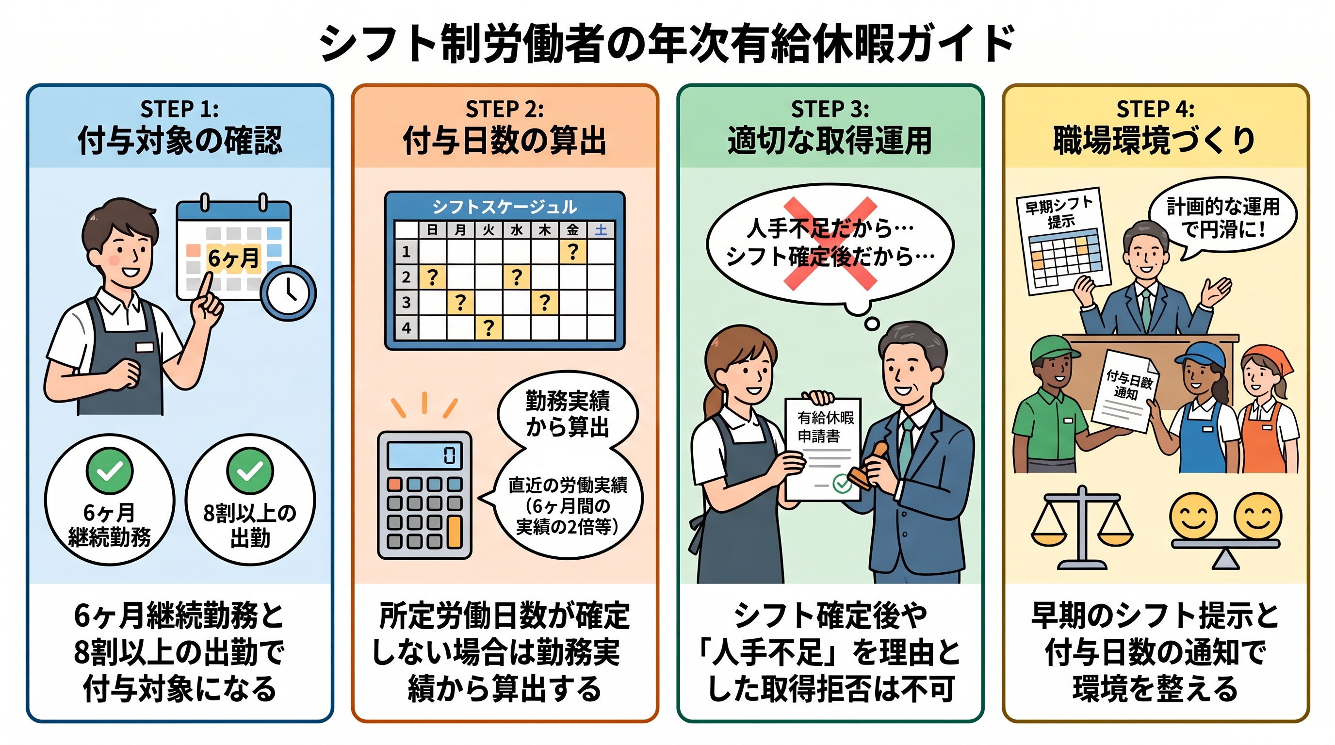 シフト制労働者の年次有給休暇ガイド図